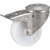Tente Caster wheel swivel, polyamide wheel: diameter 100x36mm, with brake, stainless steel single bolt hole Load: 150kg, 8477UOO100P3013