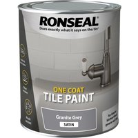 Ronseal One Coat Tile Paint Granite Grey Satin 750ml 37685