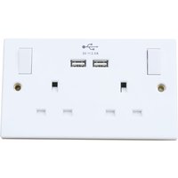 Dencon Switched Socket 2-Gang + 2 USB Ports 13A 4410NB