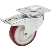 Tente Caster wheel swivel, polyurethane wheel: diameter 100x32mm, with brake, plate fitting: 105x85mm Load: 150kg, 3477UAR100P62