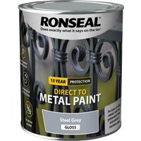 Ronseal Direct to Metal Paint Steel Grey Gloss 750ml 39204