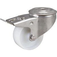 Tente Caster wheel swivel, polyamide wheel: diameter 80x34mm, with brake, stainless steel single bolt hole Load: 150kg, 8477UOO080P3013