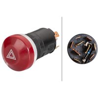 Hella Hazard light switch, push switch, 12V, halogen, with bulb 6HF003916031