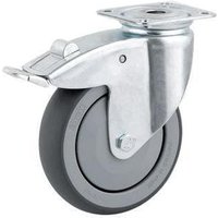 Tente Caster wheel swivel, rubber wheel: diameter 50x19mm, with brake, plate fitting: 60x60mm Load: 40kg, 2475PJP050P40