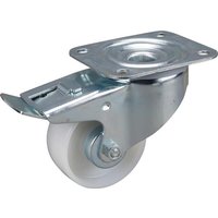 Tente Caster wheel swivel, polyamide wheel: diameter 80x34mm, with brake, plate fitting: 105x85mm Load: 200kg, 3477UOJ080P62
