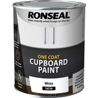Ronseal One Coat Cupboard Paint White Satin 750ml 37489