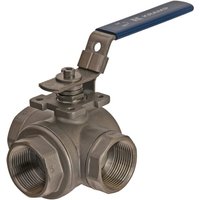 Kramp 3-way ball valve L 1 1/4" stainless steel BV3L114FSS