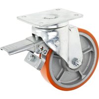 Ro-Carr Caster wheel swivel, polyurethane wheel: diameter 175x40mm, with brake, plate fitting: 140x110mm Load: 600kg, WH700P175