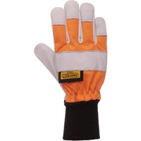 Kramp Gloves orange-black-white leather/polyamide size 12/3XL Protect Forestry by KG0900112