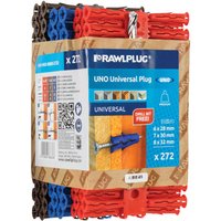 Rawlplug UNO® Mixed Plugs Pack 272 with Drill Bit R-U1-MIX-RBRB-272D