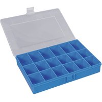 Hünersdorff Assortment box 250x170x46mm, blue polypropylene, 18 compartments, WE6083