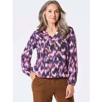 Chemisier imprimé avec col tunique - lilas / à motifs - Gr. 22 de Goldner Fashion