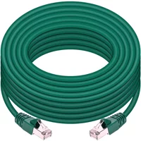 Monoprice 24404 | Cat6A Ethernet Patch Cable Snagless RJ45 550MHz STP Pure Bare Copper Wire 10G 26AWG 50ft Green