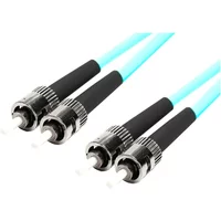 Monoprice 45942 | MM OM4 Fiber Optic Cable ST-ST UL 3mm 50/125 OFNR Duplex Aqua 30m
