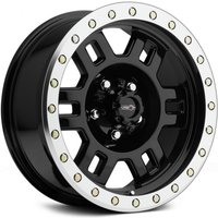 Vision Off Road Wheel 398 Manx Gloss Black w Machined Lip - 18x9 - 6x139.7 Bolt Pattern - 0 Offset Rims
