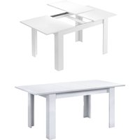 Tavolo allungabile Abudula, Tavolo per sala da pranzo allungabile, Tavolo da pranzo estensibile con allunga, cm 140/190x90h78, Bianco