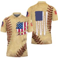 Baseball Ball American Flag Polo Shirt