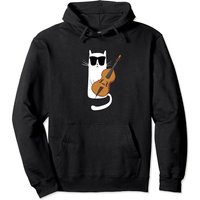 Funny Cat Wearing Sunglasses Playing Cello Pullover Hoodie