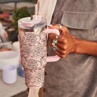 Peony Floral Wildflowers Tumbler 40oz With Handle