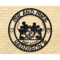 Personalized Mr And Mrs Metal Sign, Matching Couple Metal Sign, Honeymoon Vacation Gift