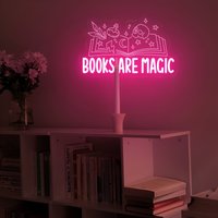Books Are Magic Neon Sign, Book Lover Gifts, Reading Book Sign, Library Wall Sign