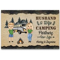 Husband And Wife Camping Partners For Life Custom Gift For Couples Personalized Doormat