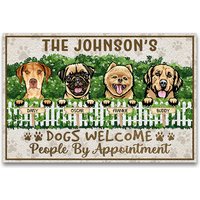 Dogs Welcome People By Appointment Greeting Custom Dog Lovers Gift Personalized Doormat