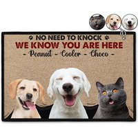 Custom Photo Dog Cat No Need To Knock Gift For Pet Lovers Personalized Doormat