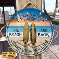 Surfing I Love You Custom Personalized Wood Door Sign