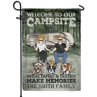 Camping Couple Welcome To Our Campsite Custom Pet Lover Personalized Flag