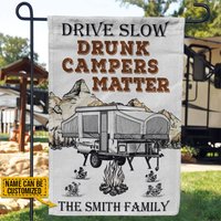 Personalized Camping Popup Drunk Camper Customized Flag