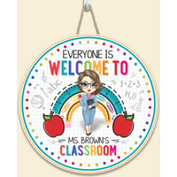 Welcome To My Classroom - Personalized Round Wood Sign