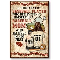 Baseball Mom Behind Every Baseball Player Custom Gift For Mother Personalized Poster