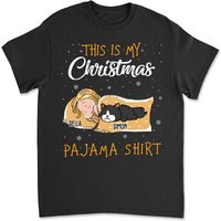 Cat Christmas Pajama Shirt - Personalized Custom Unisex T-shirt
