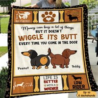 Dachshunds Wiggle Butt Custom Dogs Lover Personalized Fleece Blanket