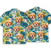 Tropical Flower Dog Personalized Custom Upload Photo Hawaiian Shirt