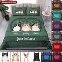 Cute Kitten Pet Cat Lovers Colorful Leather Texture Personalized Bedding Set