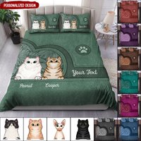 Cute Kitten Pet Cat Lovers Colorful Leather Texture Personalized Bedding Set