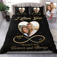 Custom Upload Photo I Love You Forever And Always - Couple Personalized Custom Bedding Set