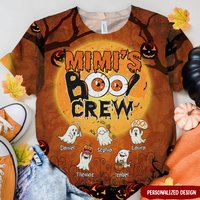 Nana Mom Boo's Crew Moon Halloween Personalized 3d T-shirt