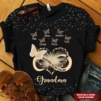 Infinity Heart Grandma Mom Butterflies Personalized Custom 3d T-shirt