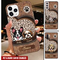 Dog Mom Puppy Pet Dogs Lover Texture Leather Personalized Phone Case