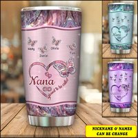 Sparkling Grandma - Mom Heart Butterfly Kids Personalized Tumbler