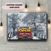 Husband Wife God Blessed The Broken Road Wedding Anniversary Christmas Personalized Canvas