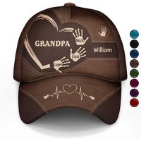 Grandpa Dad Kids Handprints - Personalized Classic Baseball Cap 3d