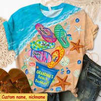 Grandma's Beach Buddies Summer Flip Flop Personalized 3d T-shirts
