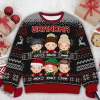 Christmas Cute Doll Kids Of Grandma Mom Personalized Sweater