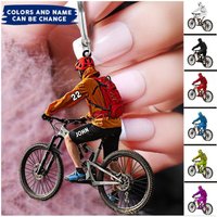 Personalized Mountain Biking Custom Name Keychain For Biker