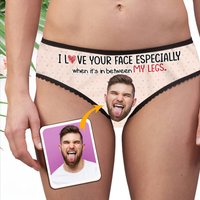 I Love Your Face Especially Custom Upload Photo - Couple Lace Border Women Briefs