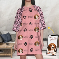 Custom Dog Photo Raglan Nightgown Women's Sleep Tee